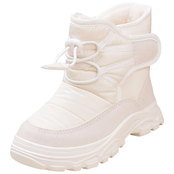 Wxirdiow Kids Cowboy Boots Warm Boys And Girls Boots Wide Soft Sole Cotton Shoes Plus Velvet Baby Cotton Boots White Size,3-3.5 Years