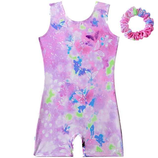 RXIRUCGD Combinaisons Sans Manches Mode pour Filles Col Rond Surdimensionné Ensemble de Gym Corde à Cheveux (Violet, Taille : 5 Ans)