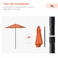 thumbnail image 4 of Outsunny Parasol de Patio 6,6 Pi, Parasol d'Extérieur avec 6 Baleines Solides, Orange, 4 of 10
