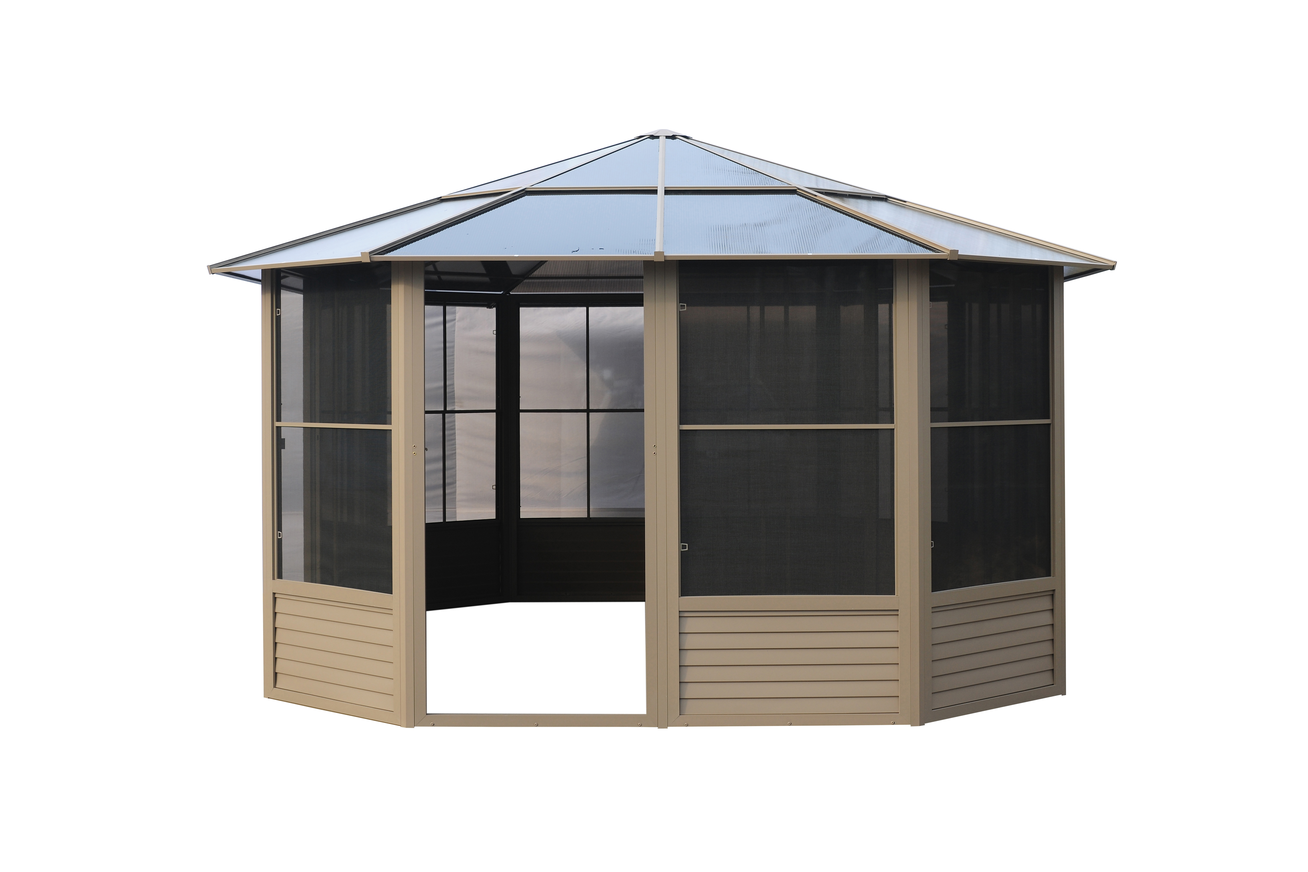 Gazebo Penguin Florence Solarium 12 Pi x 15 Pi Toit De Polycarbonate En Sable
