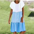 thumbnail image 2 of CHUANK Robes en Lin pour Femmes Été Grande Taille Manches Courtes Col en V Longueur Genou Robe Ample Décontractée Confortable Robe de Plage Soldes de Liquidation 2024, 2 of 7