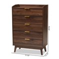thumbnail image 4 of Baxton Studio Lena Noyer Brun Fini Commode en Bois à 5 Tiroirs, 4 of 9