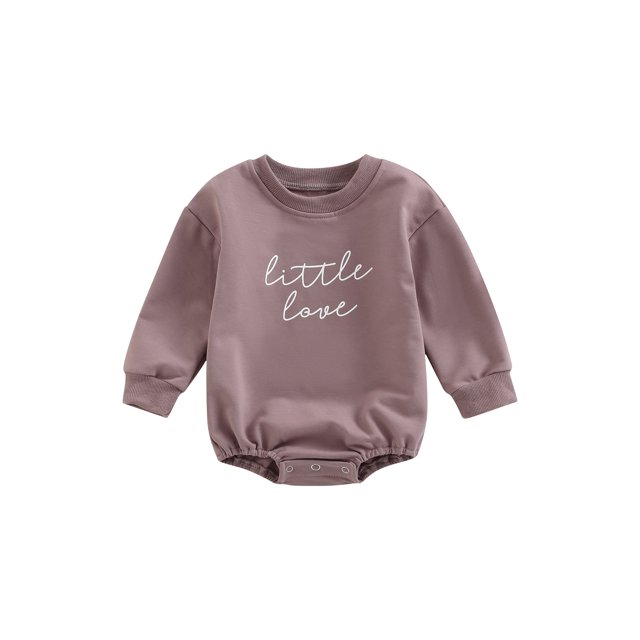 Faithtur Infant Baby Fall Romper, Long Sleeve Round Neck Letter Embroidery One-Piece Bodysuit