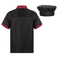 thumbnail image 2 of zdhoor Unisex Mens Women Short Sleeve Kitchen Work Uniform Restaurant Hotel Kitchen Coat Jacket with Black L, 2 of 7