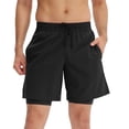 thumbnail image 4 of TFixol Men's High-Performance Double-Layer Training Shorts - Stretch Fit for Basketball & Running - Quick-Dry Fabric - Black - Size M (EU), 4 of 6