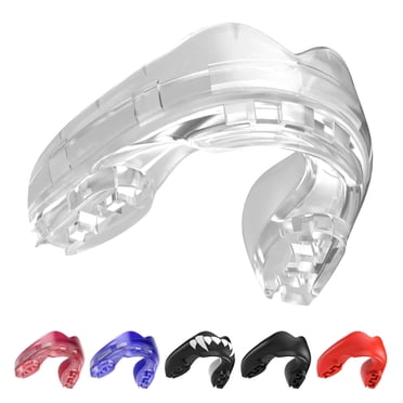SafeJawz Protège-Dents pour Appareils Orthodontiques, Taille Unique, Protège-Dents Remoulable avec Étui pour la Boxe, le Basketball, le Football, la MMA, la Crosse, le Hockey et Tous les Sports de Contact (Transparent)