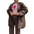thumbnail image 4 of Kmbangi Female Coat Solid Color Tailored Collar Long Sleeve Suit Jacket, 4 of 8
