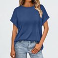 thumbnail image 1 of Binmer T-Shirt à Manches Courtes Décontracté pour Femme, Couleur Unie, Col Rond, 1 of 9