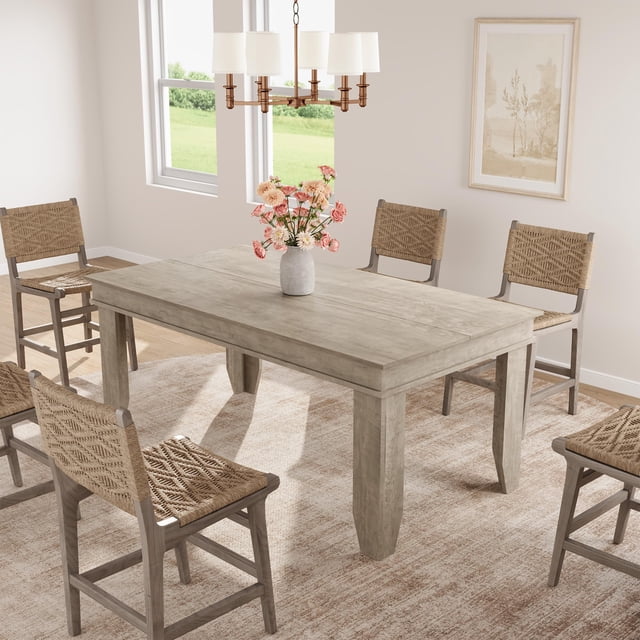 63" Rectangular Dining Table with Scratch-Resistant Laminate Top, Sturdy Kitchen Table for 6 with Adjustable Leveling Feet, Easy Assembly,Chair not included