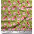 thumbnail image 1 of Soimoi Green Modal Satin Fabric Envelope,Star & Heart Print Fabric by the Yard 42 Inch Wide, 1 of 5