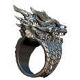 thumbnail image 1 of EGNMCR Rings Domineering Men's Personality Silver Dragon Head Ring Ring ring, 1 of 2