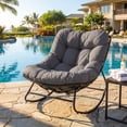 thumbnail image 3 of Costway Patio Papasan Rocking Chair,Oversized Egg-shaped Rocker with Thick Cushioned Seat Gray, 3 of 10