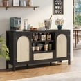 thumbnail image 1 of Yiwa Farmhouse Buffet Cabinet, 47.2 Inch Kitchen Sideboard with Storage Drawer and Rattan Details, Coffee Bar Cabinet Perfect for Entryway, Living Room, or Kitchen, 1 of 7