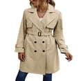 thumbnail image 1 of Veste pour Femmes à Manches Longues Trench-Coat à Double Boutonnage Ceinturé, 1 of 6