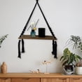 thumbnail image 3 of Fiudx Hand Woven Wall Shelf with Tassels | Hanger & Display | Wood & Cotton Rope | 60X35X18Cm | Includes 1 Shelf, 3 of 6