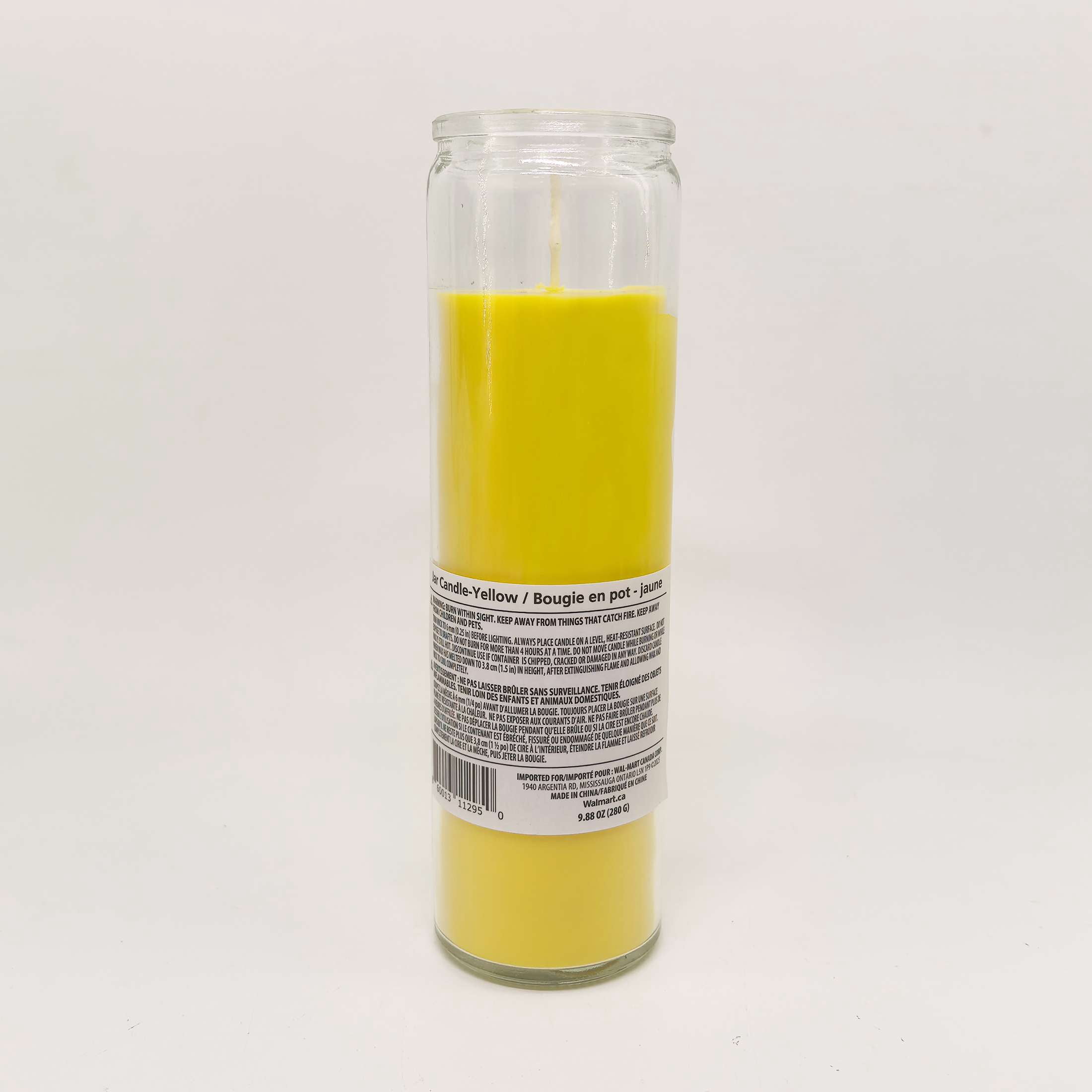 Bougie en pot non parfumée, jaune
