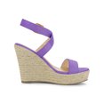 thumbnail image 3 of BLISSFUL STEP Chaussures pour Femmes Sandales Espadrilles à Talon Compensé Slingback à Brides Croisées Violet 6, 3 of 7