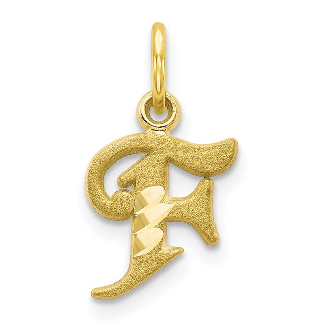 Diamond2Deal 10K Yellow Gold Solid Small Letter F Initial Charm Pendant for Women
