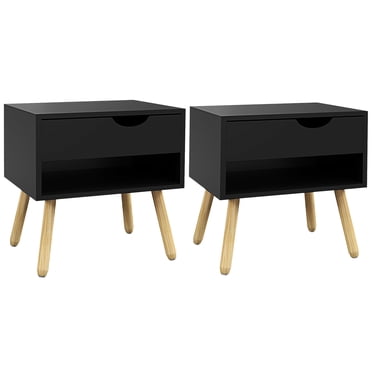 HOMCOM Ensemble de 2 Tables de Chevet avec Tiroir et Tablette pour Chambre