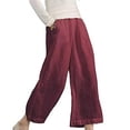 thumbnail image 2 of RKSTN Womens Pants Multiple Solid Color Cotton Linen Loose Casual Wide Leg Capris Loose Comfortable Pants, 2 of 5