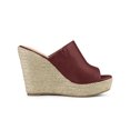 thumbnail image 3 of BLISSFUL STEP Chaussures pour Femmes Talon Compensé Bout Ouvert Espadrilles Mules à Plateforme Bourgogne 6, 3 of 7