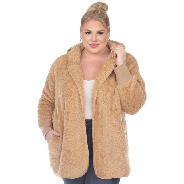 White Mark Cardigan à Capuchon en Peluche pour Femmes avec Poches