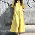 thumbnail image 1 of Ovzne Robes d'Été pour Femmes 2025 Robe de Plage Robe Décontractée pour Femme à Manches Courtes avec Poches Long Cardigan Robe Chemise Multicolore Robe d'Été à Manches Courtes Liquidation, 1 of 6