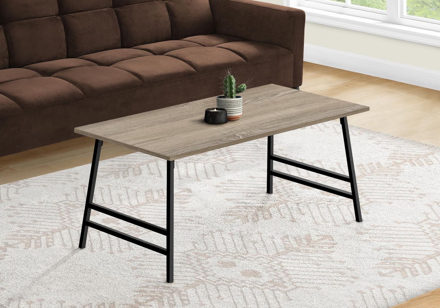Monarch Specialties Table A Café, Accent, Cocktail, Rectangulaire, Salon, 40"l, Métal, Stratifié, Brun, Noir, Contemporain, Moderne