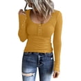thumbnail image 3 of WILLBEST Womens Shirts Trendy 2025 Women Long Sleeve T Shirts Button Down Slim Fit Tops Neck Ribbed Knit Shirts, 3 of 6