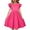 thumbnail image 1 of FhsagQ Robes pour Filles Enfants Filles Manches Volantées Col Rond Robes Enfants Été Robe à Manches à Volants Petite Fille le 7 Juillet Robes Taille 6/7 5-6 Ans, 1 of 5