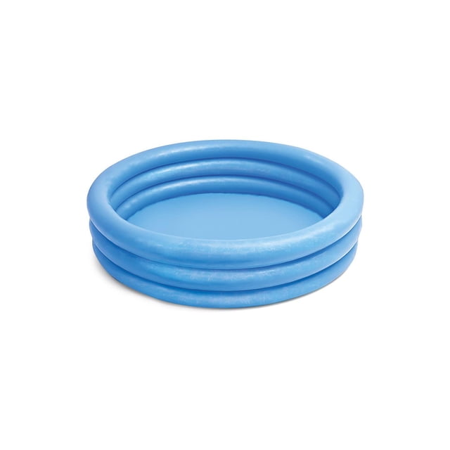 Intex Piscine Crystal Blue, une Piscine Gonflable Ronde pour Enfants avec Trois Anneaux Bleus et base Plate, Conçue pour une Utilisation Extérieure dans la Cour Arrière avec une Profondeur d'Eau de 6 1/2 Pouces, Convient aux Enfants de 3+, Comprend un patch de Réparation.