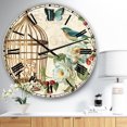 thumbnail image 2 of Designart 'Blue Cottage Bird, Birdcage And Apple Blossoms I Traditional Wall Clock, 2 of 4