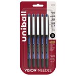 uniball™ Vision Needle Rollerball Pens, Micro Point (0.5mm), Blue, 5 Pack