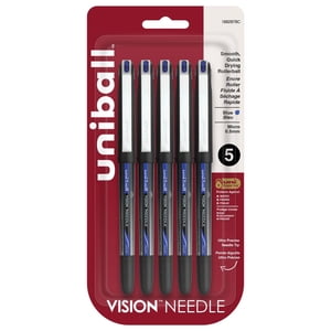 Uniball™ Stylos de balle à aiguille de vision, micropoint (0.5mm), Bleu, paquet de 5