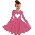 thumbnail image 1 of RXIRUCGD Robe à Manches Longues Extensible pour Filles, Ligne A, Patineuse Tournoyante, Récital Scolaire (Rose, Taille: 5 Ans), 1 of 4