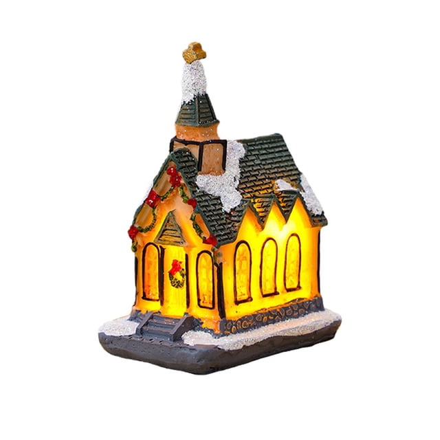 PENGXIANG Christmas Village LED Lighted Christmas Village Houses with Figurines Christmas Village Collection Indoor Room Decor - Collectible Buildings