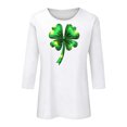 thumbnail image 4 of Elvqul Chandails à Col Rond pour Femmes T-Shirts Graphiques Mode Verts Chandail de la Saint-Patrick Manches 3/4 Grande Taille Hauts pour Femmes pour les Fêtes, 4 of 5