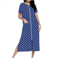 thumbnail image 2 of Womens Bathrobe, Zip Up Robe For Women Long Housecoat Knit Bathrobes Full Lengthgradient Color Nightgown With Pockets, Womens Gifts, M, 2 of 7