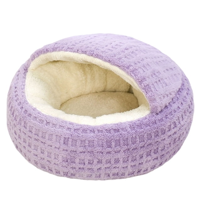 Lit pour Animal à Capuchon Semi-Clos, Douillet et Chaud, Petit Lit pour Chiot et Chat – Confortable Intérieur Extérieur pour
