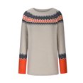 thumbnail image 4 of Yuyuzo Chandail d'Hiver pour Femmes Col Rond Manches Longues Imprimés Color Block Tricoté Côtelé Mode, 4 of 6