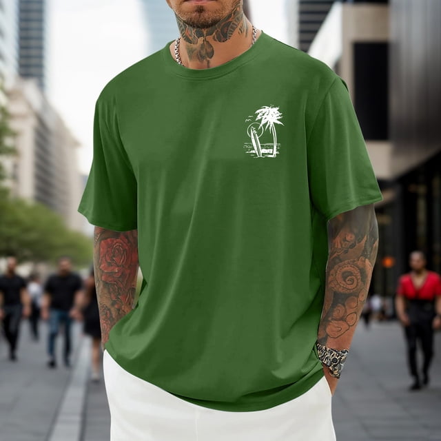 T-shirt Décontracté à Imprimé Graphique, Manches Courtes, Col Rond, pour Usage Quotidien, T-Shirt pour Homme à Coupe Confortable et
