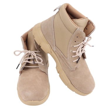 Bottes de Travail Montantes pour Hommes avec Embout d'Acier et Semelle Résistante aux Perforations, Cuir Suédé Léger pour Toutes Saisons, Taille 42, Conception Antidérapante pour une Meilleure Adhérence, Élégantes et Durables pour