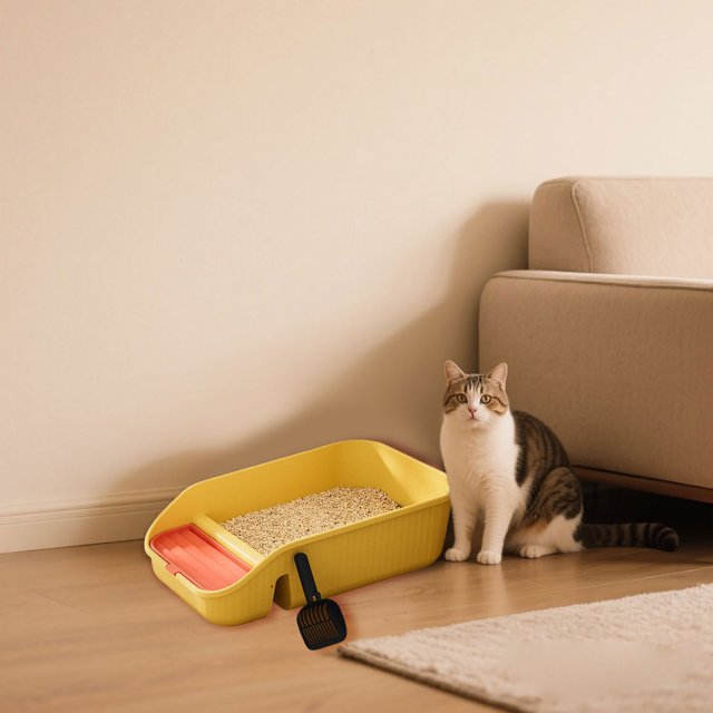 REK Extra Large Cat Litter Semi Enclosed Pet Toilet For Cats And Dogs Open Design Indoor Plastic Tray