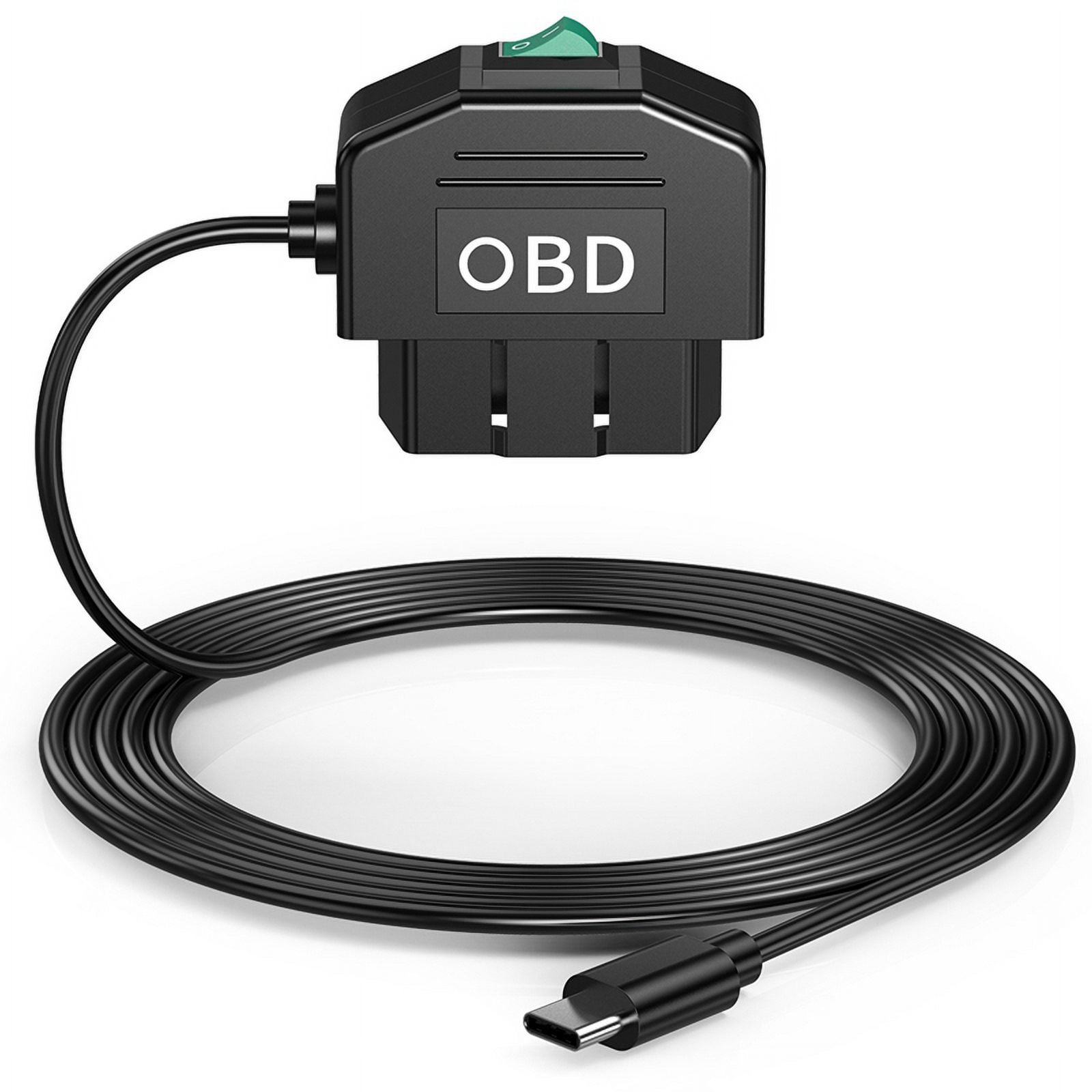 Dash Cam OBD Hardwire Kit, Dash Camera USB Type C Hardwire Kit with OBD Power Cable for Dashcam 12-24V to 5V/3A,1 x Vehicle cable,Black