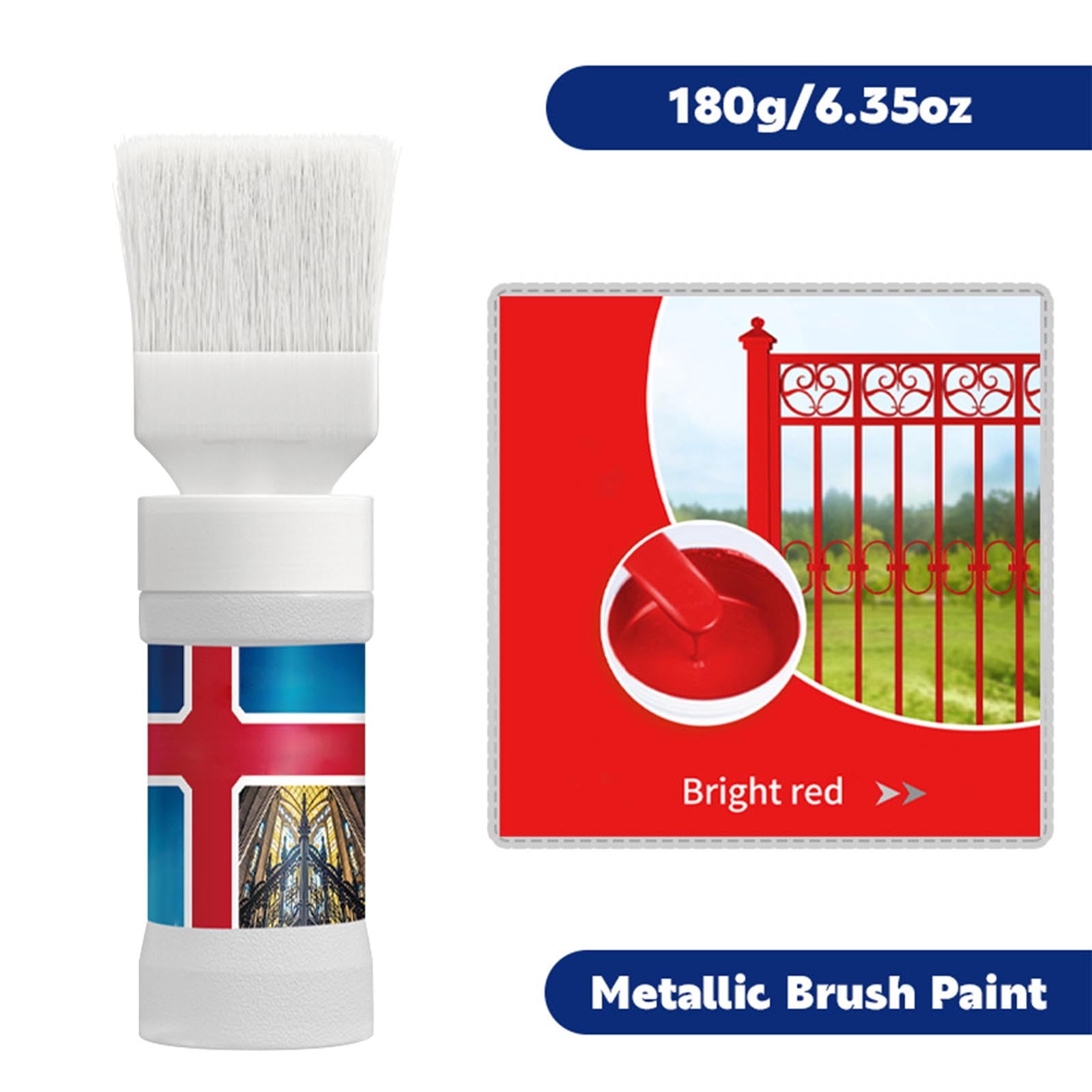 Aodebiao Water-Based Rust Proof Metal Paint with Built-in Brush - Eco Friendly Anti Rust Coating for Outdoor Furniture, Tools, Fences - Fast Drying Protective Finish for DIY Home Renovation Projects
