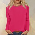 thumbnail image 2 of Timegard Womens Tops Long Sleeve Round Neck Solid Color Basic Tee Fall Casual Comfy Loose Tops Blouse, 2 of 5