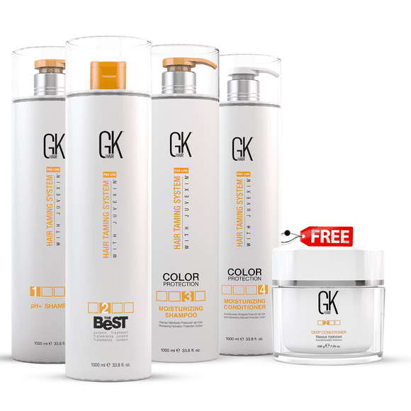 GK HAIR Global Keratin The Best Kit (33.8 Fl Oz/1000ml) Smoothing Keratin Hair Treatment Professional Brazilian Complex Blowout Straightening For Silky Smooth & Frizz Free Hair