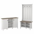 thumbnail image 1 of Bowery Hill Engineered Wood Hall Tree with Shoe Bench & Cabinet in White/Shiplap, 1 of 7