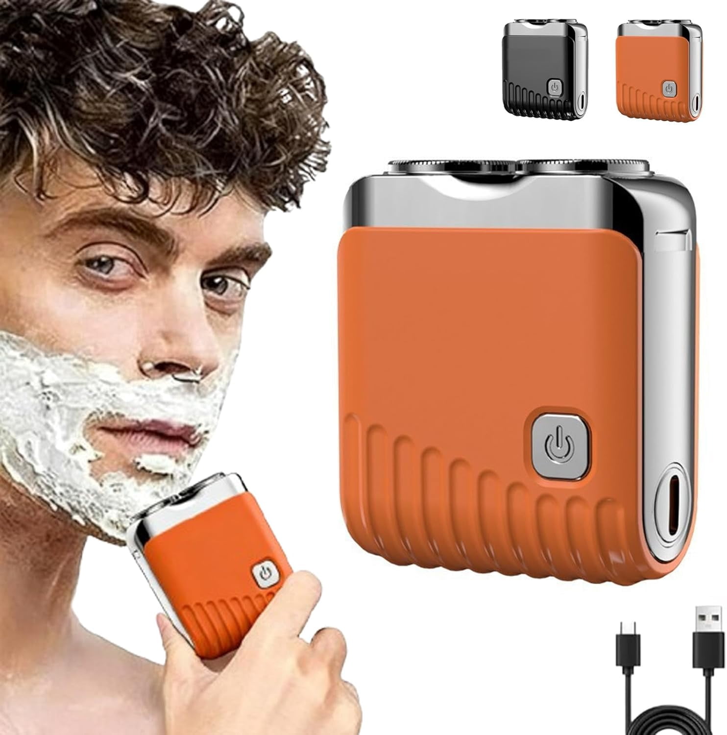Bccnerty Shaver, 2026 Upgrade Bccnerty Mini Electric Shaver, 360° Rotation, Ozatrox Shaver, Floating 4D Shaving Head for Precision, Rotating Double Ring Electric Shaver, Wet & Dry Use (Orange)