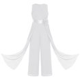 thumbnail image 1 of renvena Kids Girls Flower Wedding Party Bodysuit Ruffled Chiffon Pageant Banquet Rompers Summer Wide Leg Pants Jumpsuit Playsuit with Detachable Embellishment Ivory 16, 1 of 5